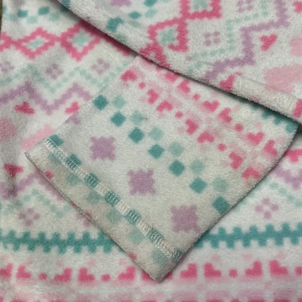 Children Place Girl 10/12 Purple Aqua Pink Heart Pattern Fleece w Pockets